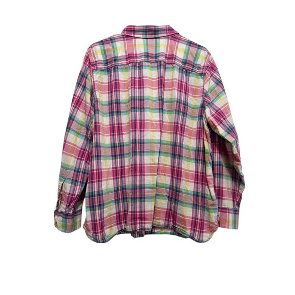 Lauren Ralph Lauren Plaid Button Down Shirt Women 2X Pink Classic Preppy Western - Picture 2 of 12